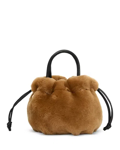 Clare V Emma Shearling Leather Top Handle Bag In White