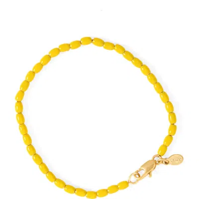 Clare V . Enamel Barrel Chain Bracelet In Yellow