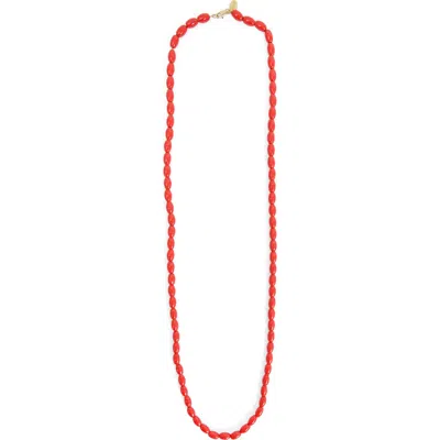 Clare V . Enamel Barrel Chain Necklace In Red