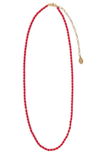 Clare V . Enamel Bead Necklace In Red