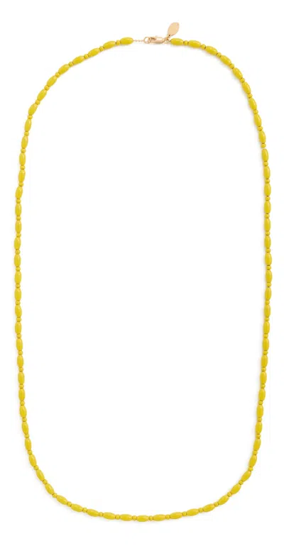 Clare V Enamel Bead Necklace Yellow