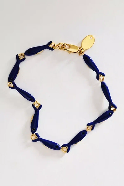 Clare V Enamel Sardine Bracelet In Blue
