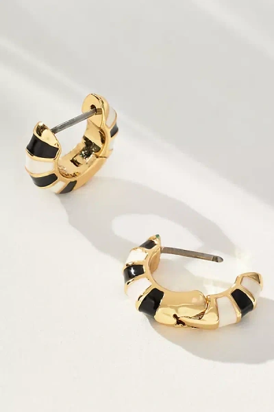 Clare V Enamel Stripe Huggie Hoop Earrings