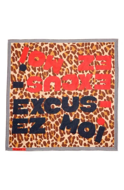 Clare V . Excusez Moi Square Cotton Scarf In Multi