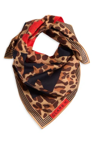 Clare V . Excusez Moi Square Cotton Scarf In Brown
