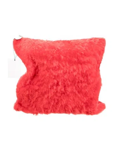 Pre-owned Clare V Faux Fur Cosmetic Bag In Red