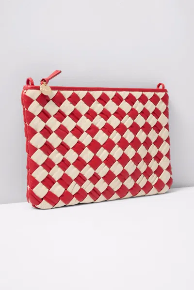 Clare V Flat Clutch With Tabs In Rosa/cream