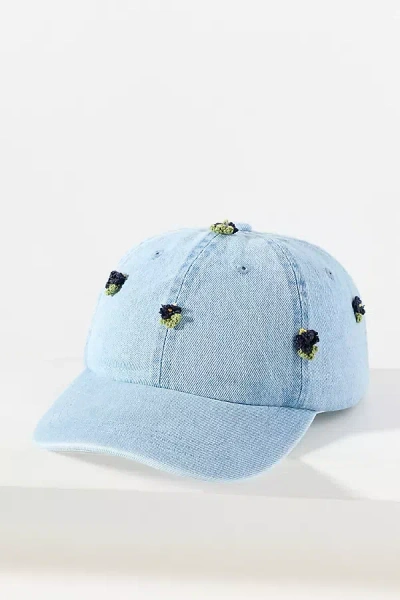 Clare V Floral Appliqué Baseball Hat In Blue