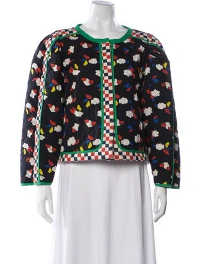 Pre-owned Clare V Floral Print Jacket In Black
