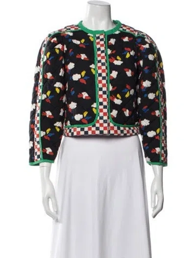 Pre-owned Clare V Floral Print Jacket In Black
