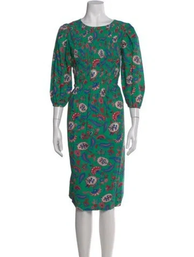 Pre-owned Clare V Floral Print Knee-length Dress In Green