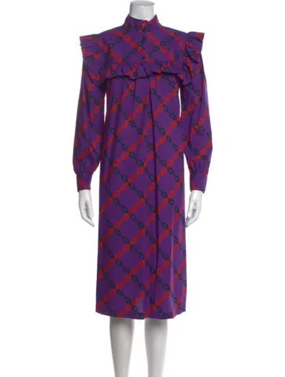 Pre-owned Clare V Floral Print Midi Length Dress In Purple/red