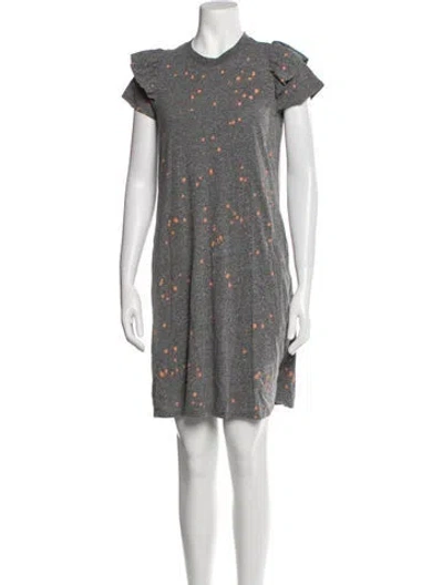 Pre-owned Clare V Floral Print Mini Dress W/ Tags In Gray
