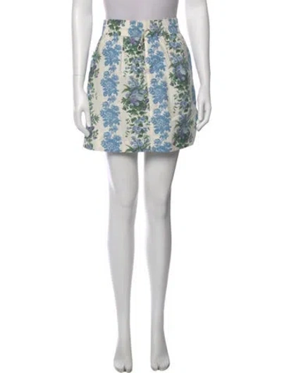 Pre-owned Clare V Floral Print Mini Skirt In Blue