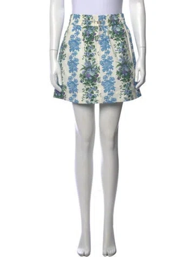 Pre-owned Clare V Floral Print Mini Skirt In White