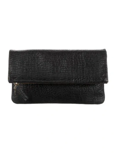 Pre-owned Clare V Fold Over Cosmetic Bag In Black