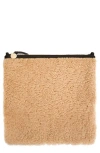 Clare V . Foldover Genuine Shearling Clutch In Brown