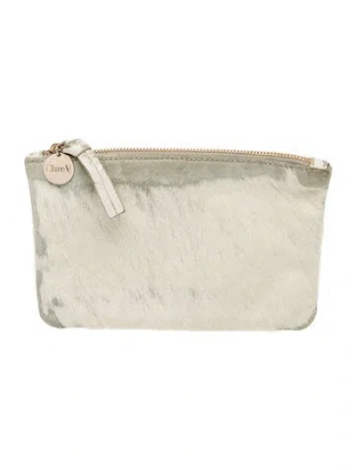 Pre-owned Clare V Fur Clutch In Neutral