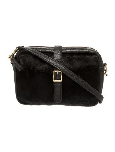 Pre-owned Clare V Fur Crossbody Bag In Black