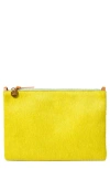 Clare V . Genuine Calf Hair Flat Clutch With Tabs In Yellow