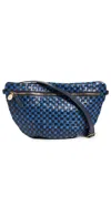 Clare V Grande Belt Bag Dark Blue Woven Checker