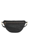 Clare V Grande Woven Leather Belt Bag In Black