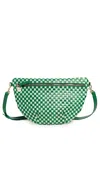 Clare V . Grande Woven Leather Convertible Belt Bag In Fern & Mist Woven Checker