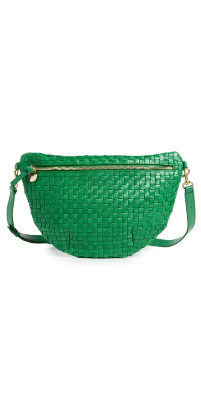 Clare V Grande Fanny Pack Grass Woven Checker