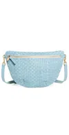 CLARE V GRANDE FANNY PACK SUNBLEACHED SKY BLUE WOVEN