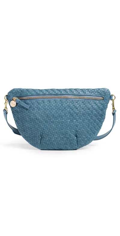 Clare V Grande Fanny Woven Belt Bag Desert Blue