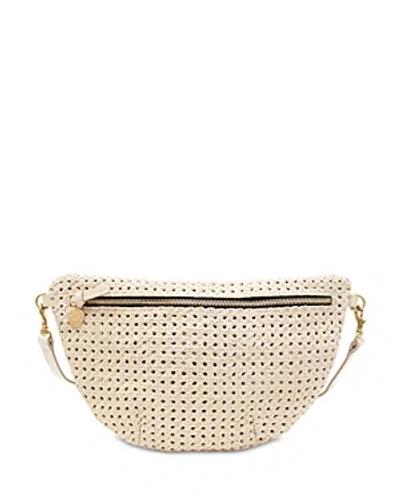 Clare V Grande Fanny Woven Checker Leather Belt Bag In Cream