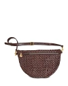 Clare V Grande Fanny Woven Checker Leather Belt Bag In Brown