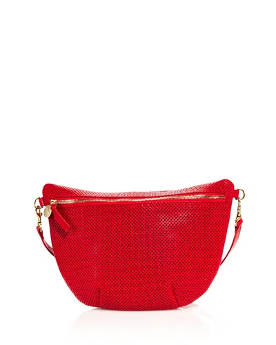 Clare V Grande Fanny Woven Checker Leather Belt Bag In Tomate