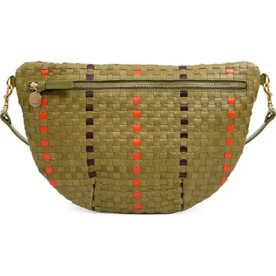 Clare V . Grande Fanny Woven Leather Belt Bag In Green