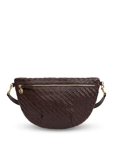 Clare V Grande Fanny Woven Leather Convertible Crossbody In Brown