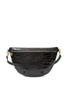 Clare V Grande Small Croco Embossed Leather Fanny Pack In Black