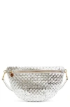 Clare V . Grande Woven Metallic Leather Belt Bag In Silver