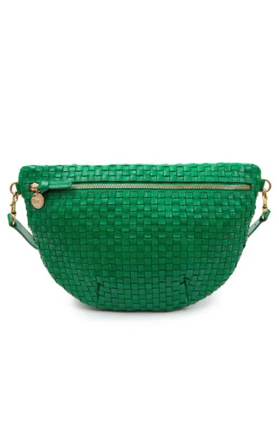 Clare V . Grande Woven Leather Belt Bag In Green