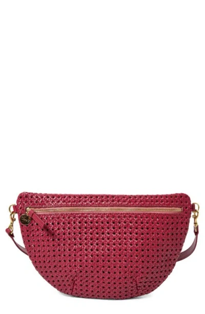 Clare V . Grande Woven Leather Belt Bag In Red