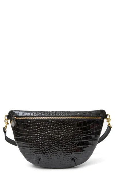 Clare V . Grande Woven Leather Belt Bag In Black