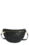 Clare V . Grande Woven Leather Belt Bag In Black Rattan