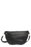 Clare V . Grande Woven Leather Belt Bag In Black