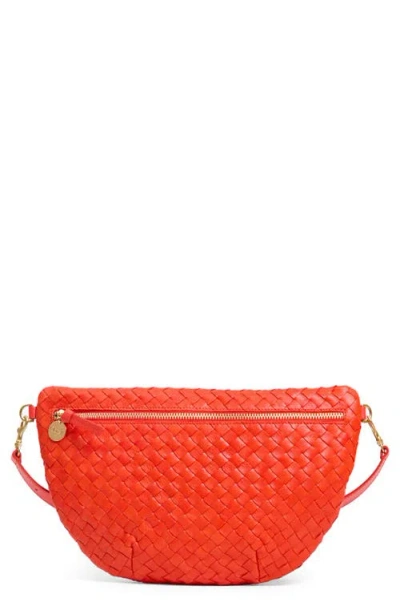 Clare V . Grande Woven Leather Belt Bag In Red