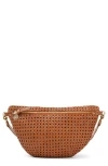 Clare V Grande Fanny Woven Checker Leather Belt Bag In Tan Rattan