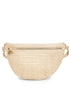 Clare V . Grande Woven Leather Convertible Belt Bag In Cream Woven Checker