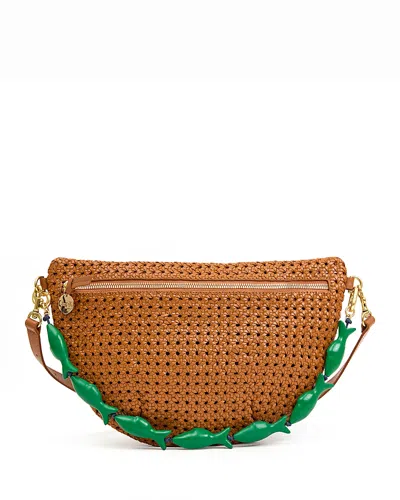 Clare V Grande Woven Leather Fanny Pack In Brown