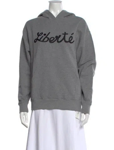 Pre-owned Clare V Graphic Print Crew Neck Hoodie In Grey