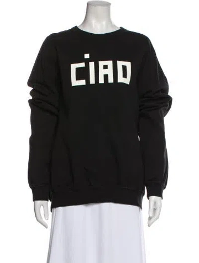Pre-owned Clare V Graphic Print Crew Neck Sweater In Black