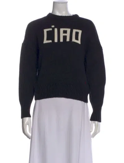 Pre-owned Clare V Graphic Print Crew Neck Sweater In Black