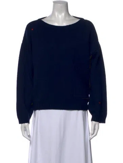 Pre-owned Clare V Graphic Print Crew Neck Sweater In Blue
